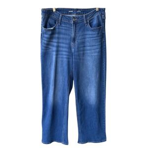 Old Navy Jeans Pants Wow Wide Leg High Rise Medium Blue Wash Denim Stretch Sz 14